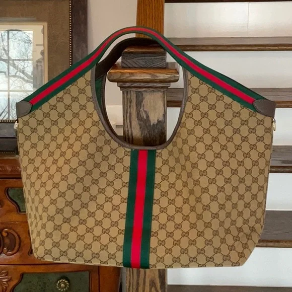 Beige Monogram Canvas Tote Bag - Picture 4 of 9